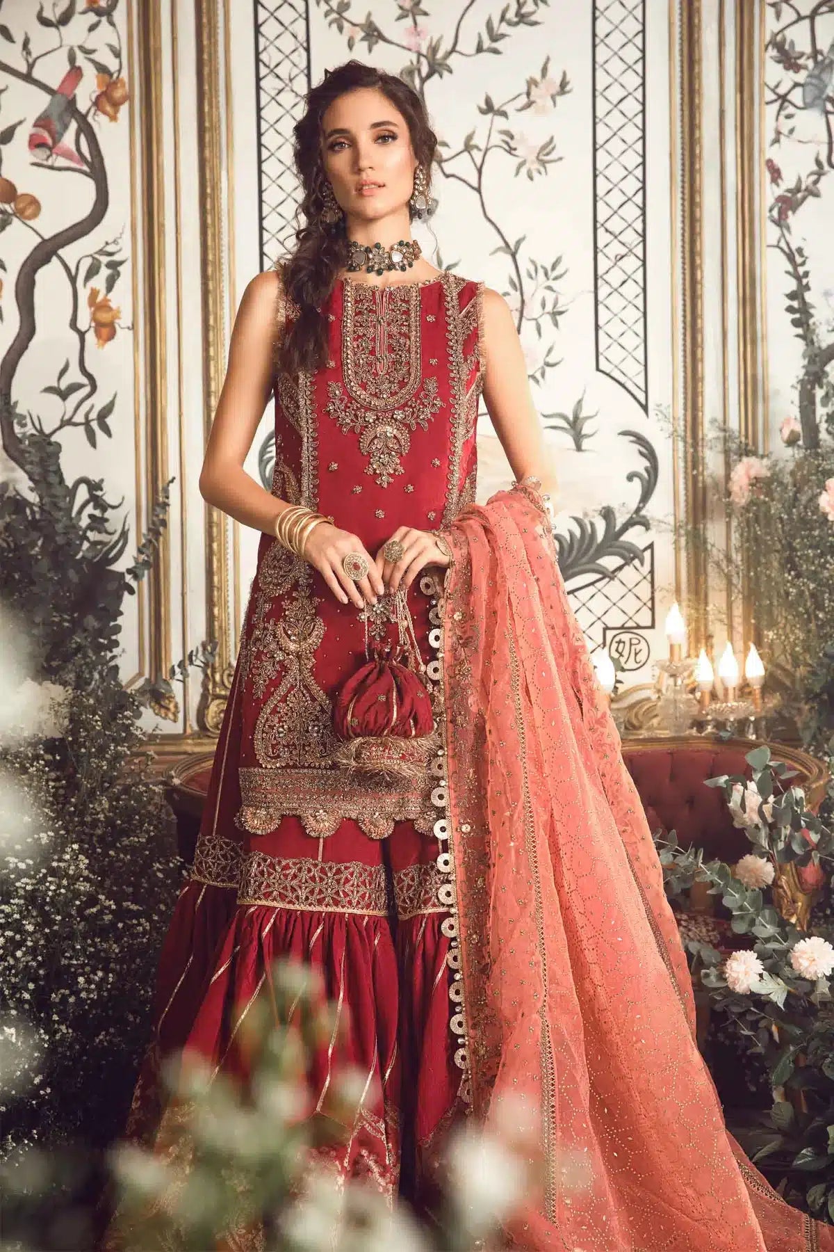 Maria B | Mbroidered Wedding Edition 23 | Maroon BD-2708 - House Of Anaya
