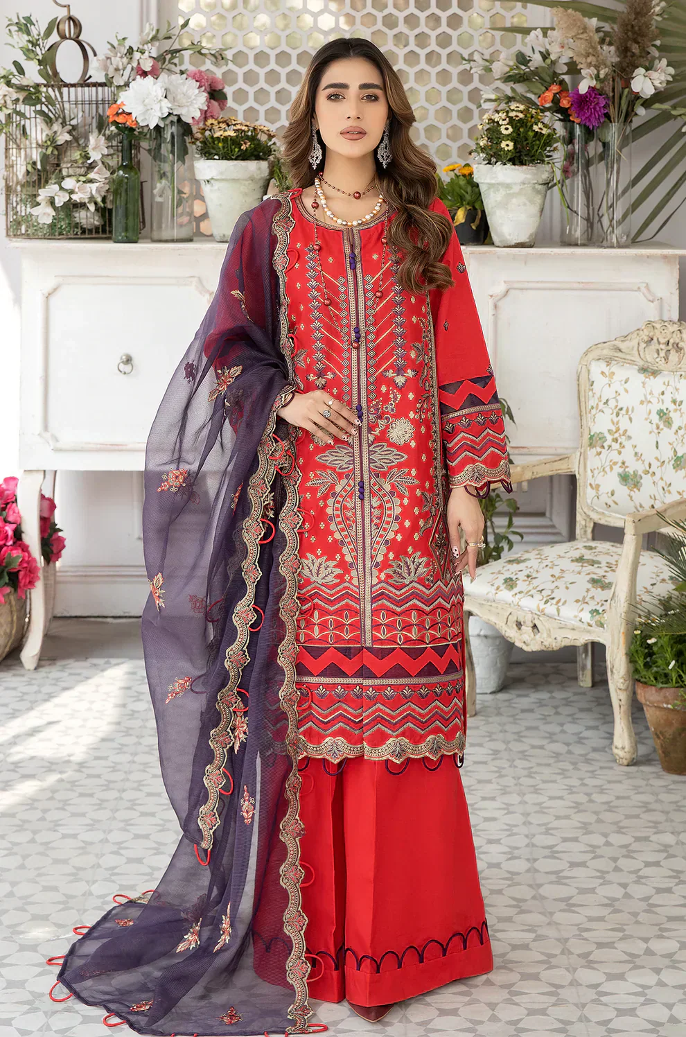 Mohagni | Muntazir Luxury Lawn 24 | AM-10 - Riwayat-e-Khas