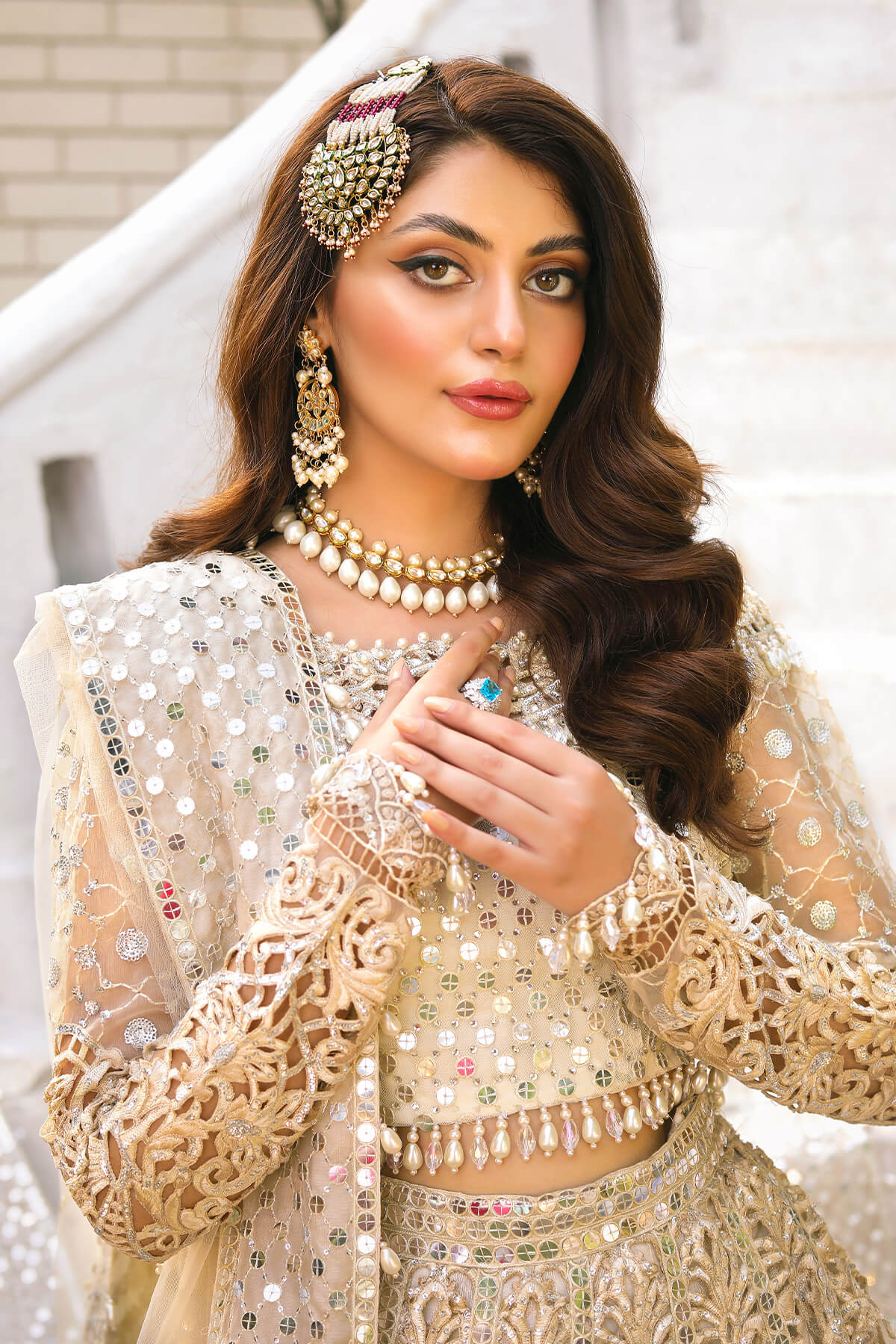Raeesa Premium | Wajadan Wedding Formals |  WD-1 Pearl White