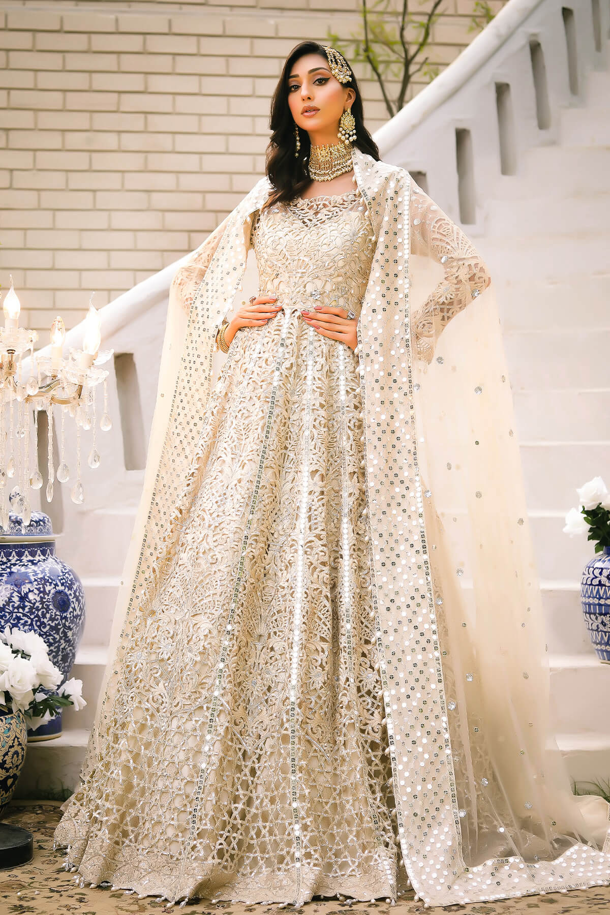 Raeesa Premium | Wajadan Wedding Formals |  WD-1 Pearl White