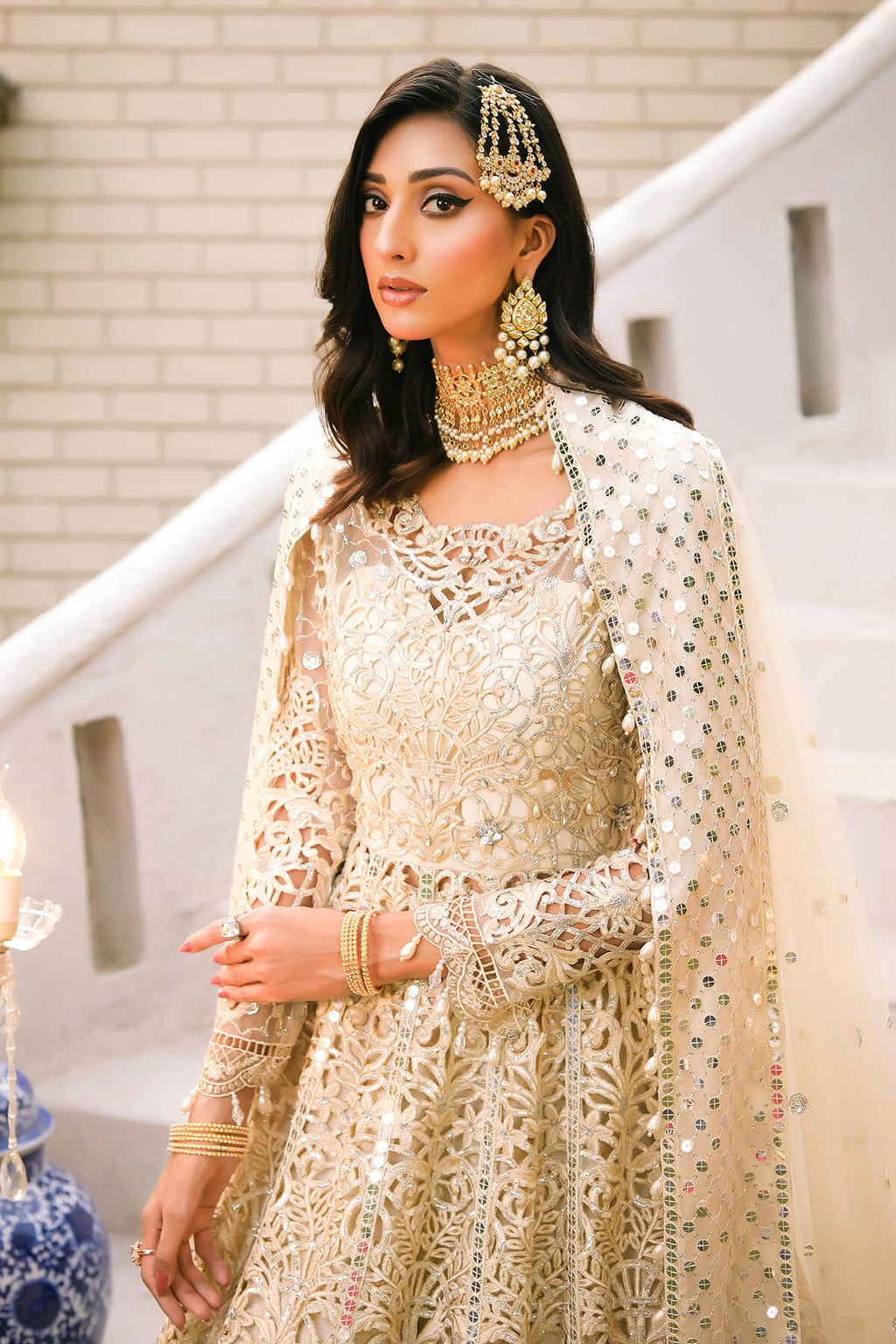 Raeesa Premium | Wajadan Wedding Formals |  WD-1 Pearl White