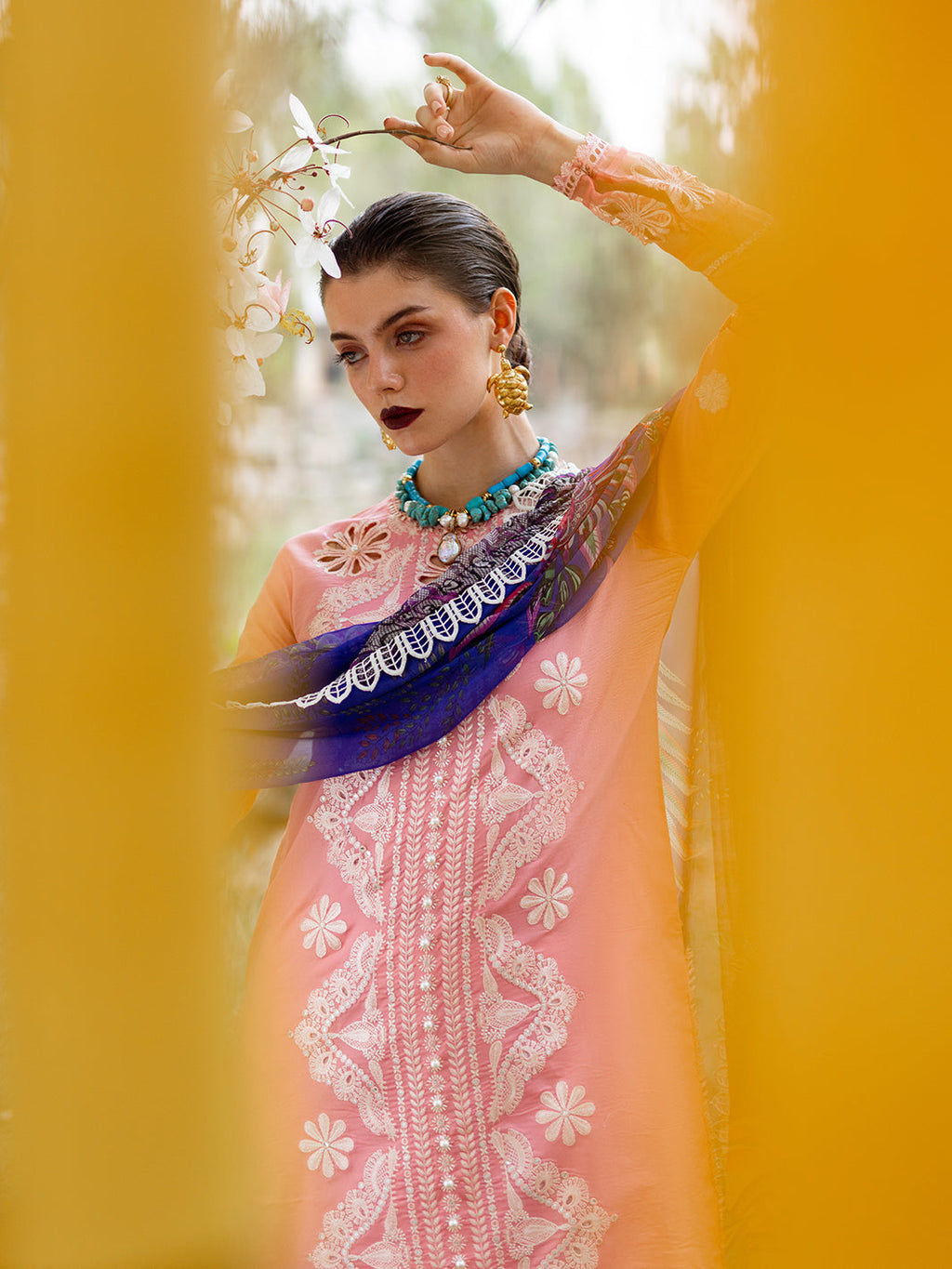Roheenaz | Dahlia Embroidered Lawn 24 | Orchid - Riwayat-e-Khas