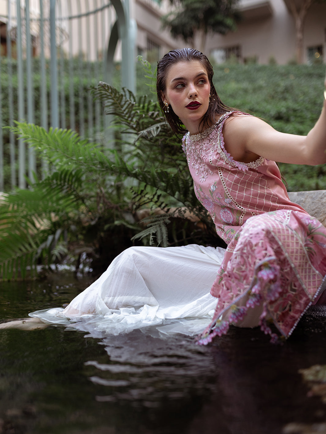 Roheenaz | Dahlia Embroidered Lawn 24 | Peony - Riwayat-e-Khas