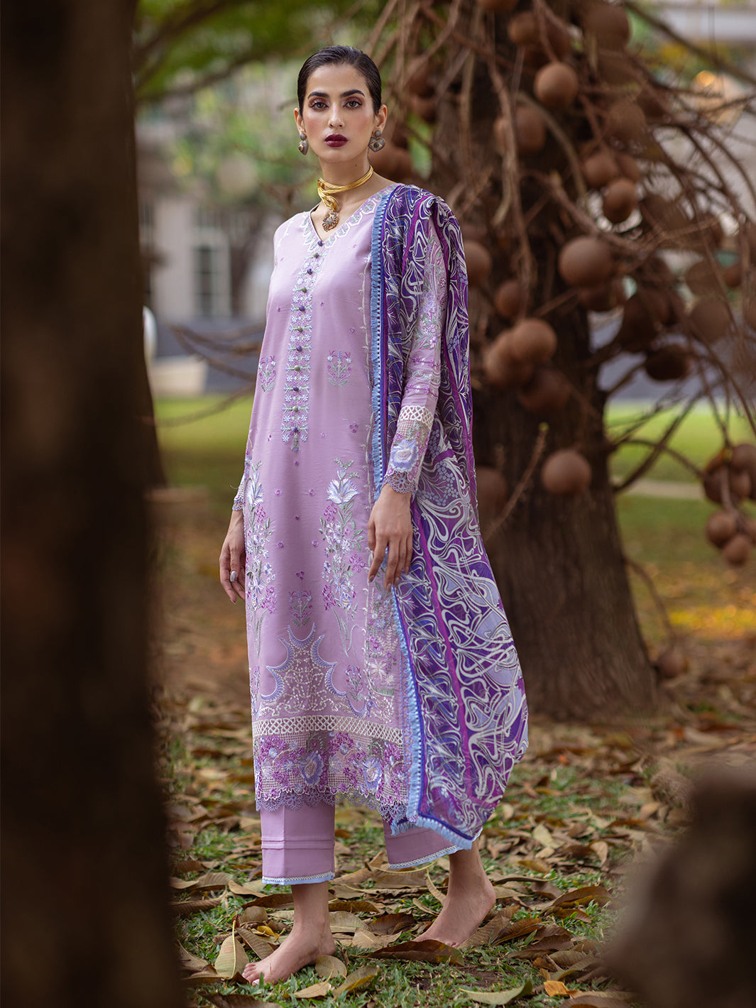 Roheenaz | Dahlia Embroidered Lawn 24 | Hyacinth - Riwayat-e-Khas