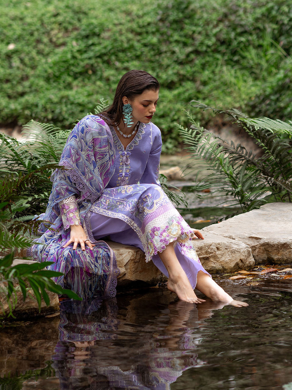 Roheenaz | Dahlia Embroidered Lawn 24 | Aster - Riwayat-e-Khas