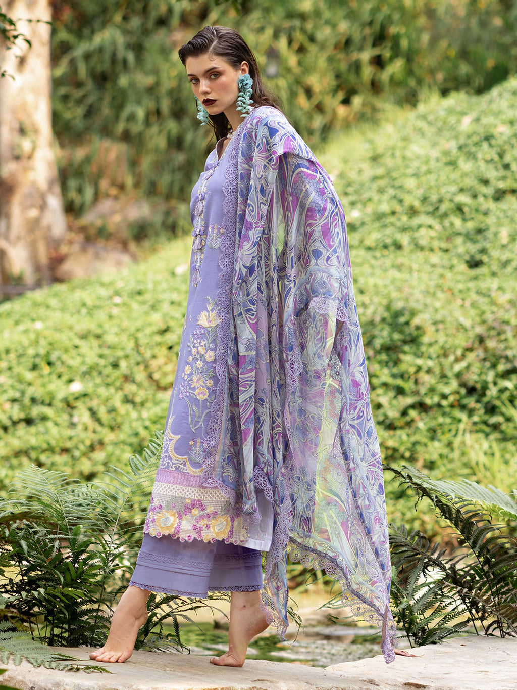 Roheenaz | Dahlia Embroidered Lawn 24 | Aster - Riwayat-e-Khas
