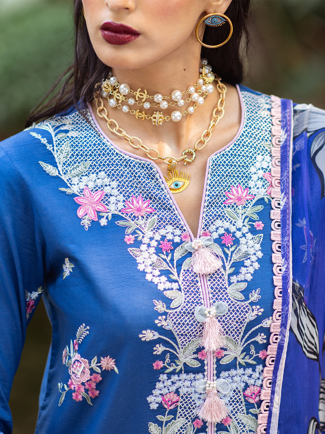 Roheenaz | Dahlia Embroidered Lawn 24 | Bluebell - Riwayat-e-Khas
