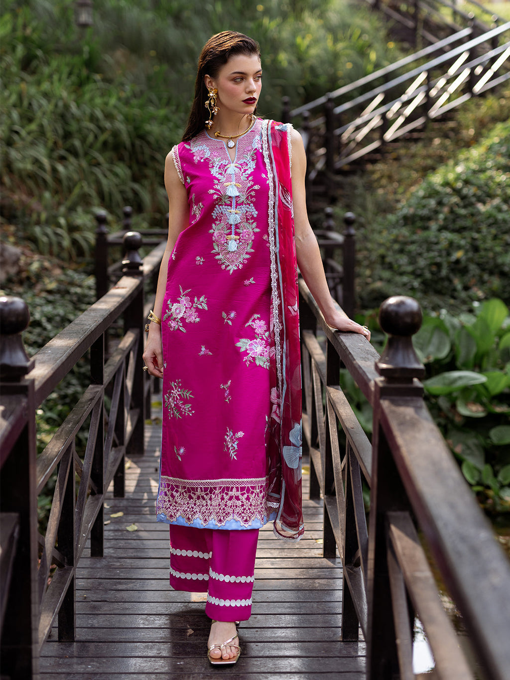 Roheenaz | Dahlia Embroidered Lawn 24 | Camellia - Riwayat-e-Khas