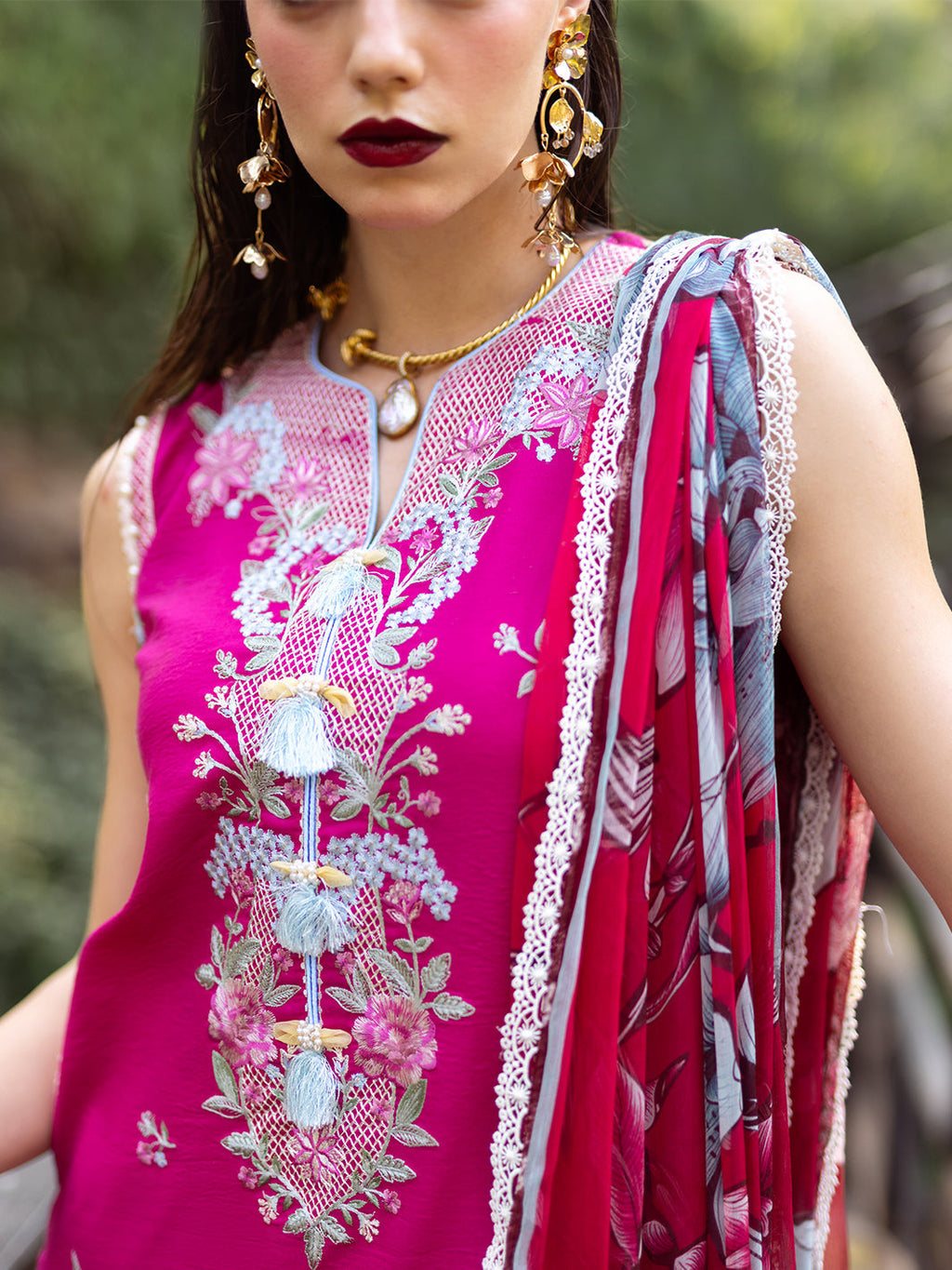 Roheenaz | Dahlia Embroidered Lawn 24 | Camellia - Riwayat-e-Khas