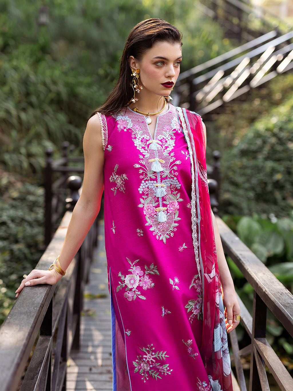 Roheenaz | Dahlia Embroidered Lawn 24 | Camellia - Riwayat-e-Khas