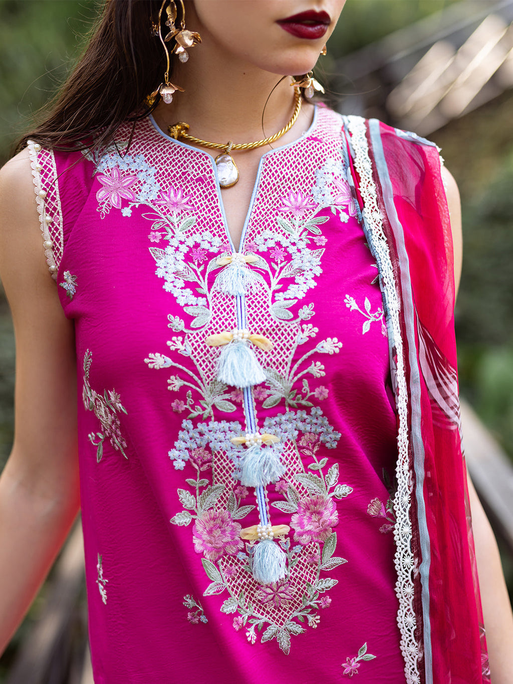 Roheenaz | Dahlia Embroidered Lawn 24 | Camellia - Riwayat-e-Khas