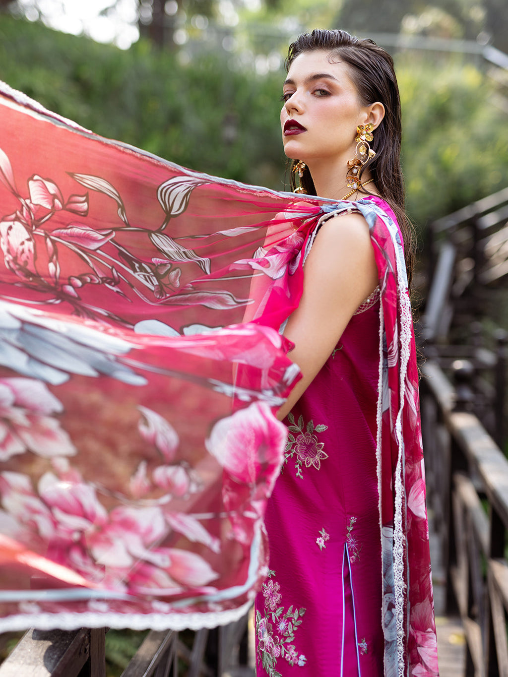 Roheenaz | Dahlia Embroidered Lawn 24 | Camellia - Riwayat-e-Khas
