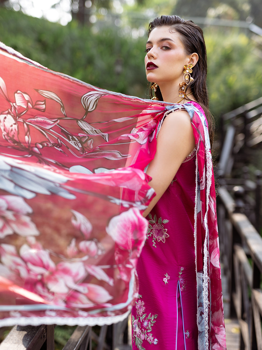 Roheenaz | Dahlia Embroidered Lawn 24 | Camellia - Riwayat-e-Khas