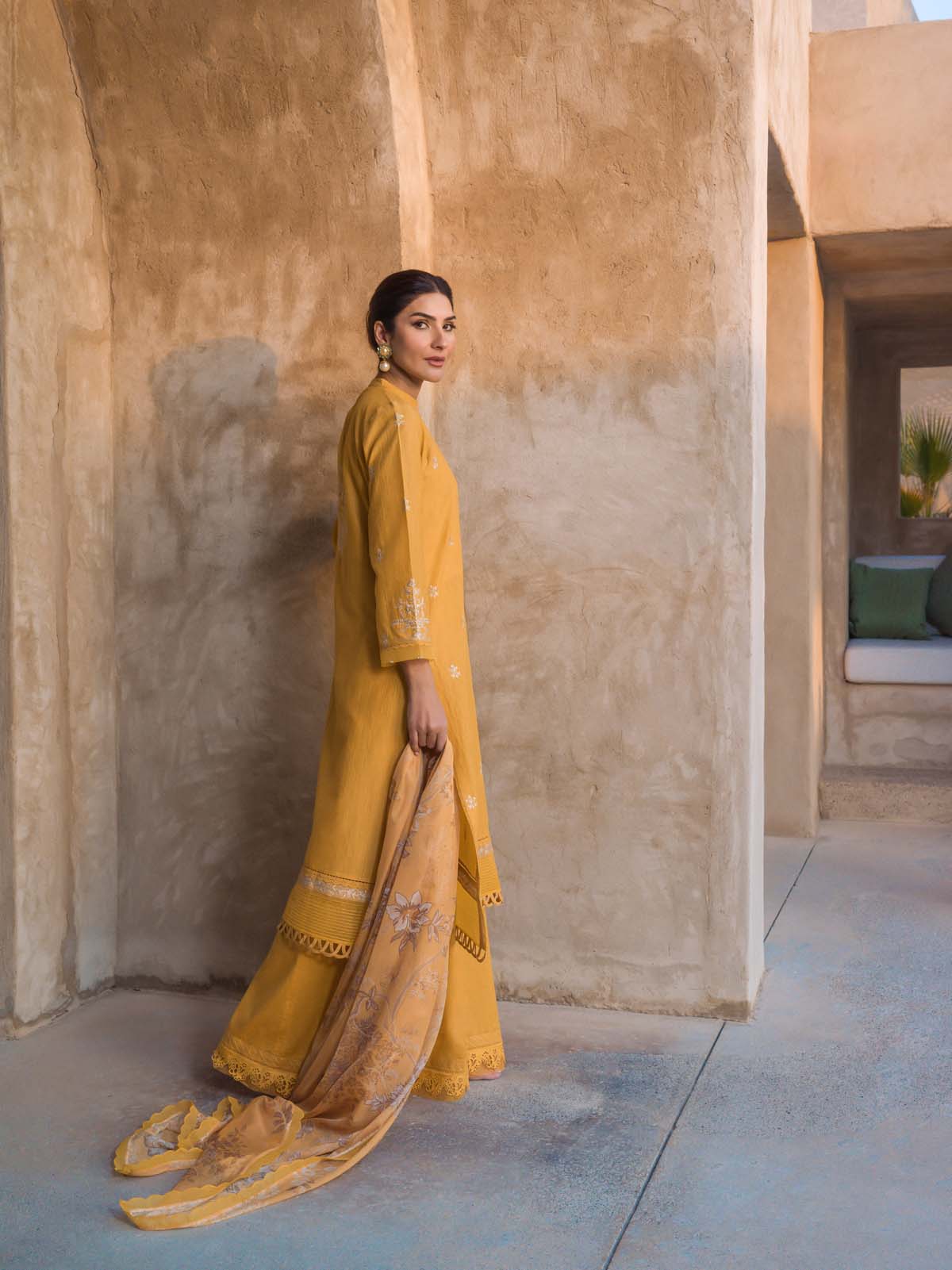 Sahar | Mirage Spring Luxury 24 | Slub Lawn 3 Piece (Embroidered) - Riwayat-e-Khas
