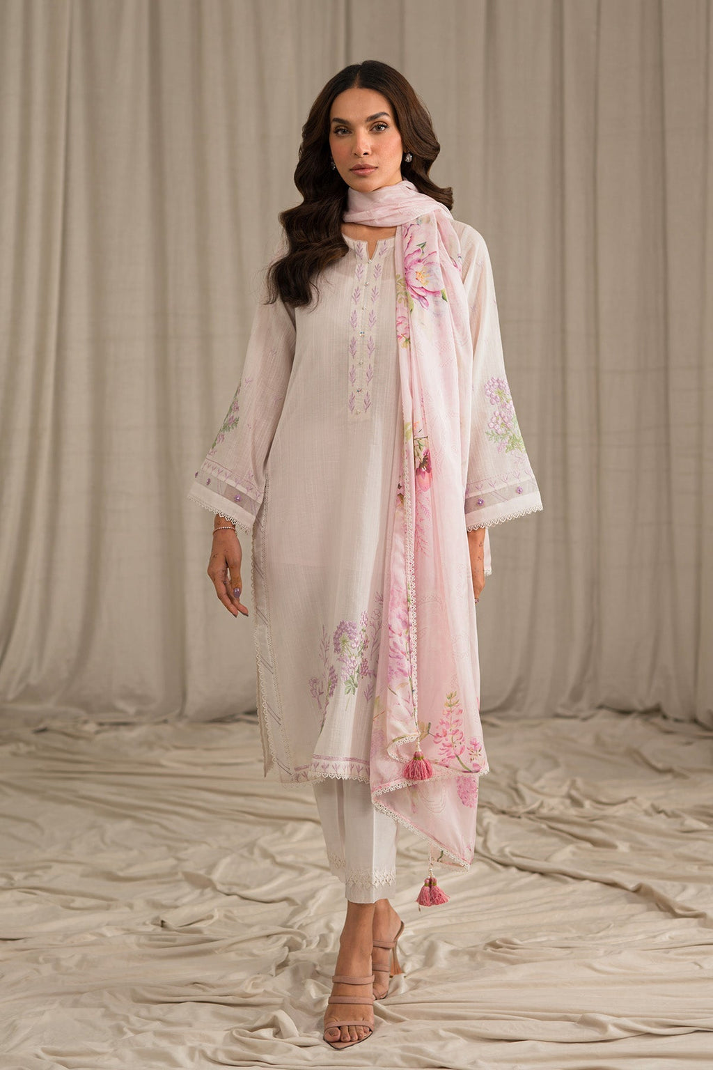 Sahar | Mirage Spring Luxury 24 | Slub Lawn 3 Piece (Embroidered) - Riwayat-e-Khas