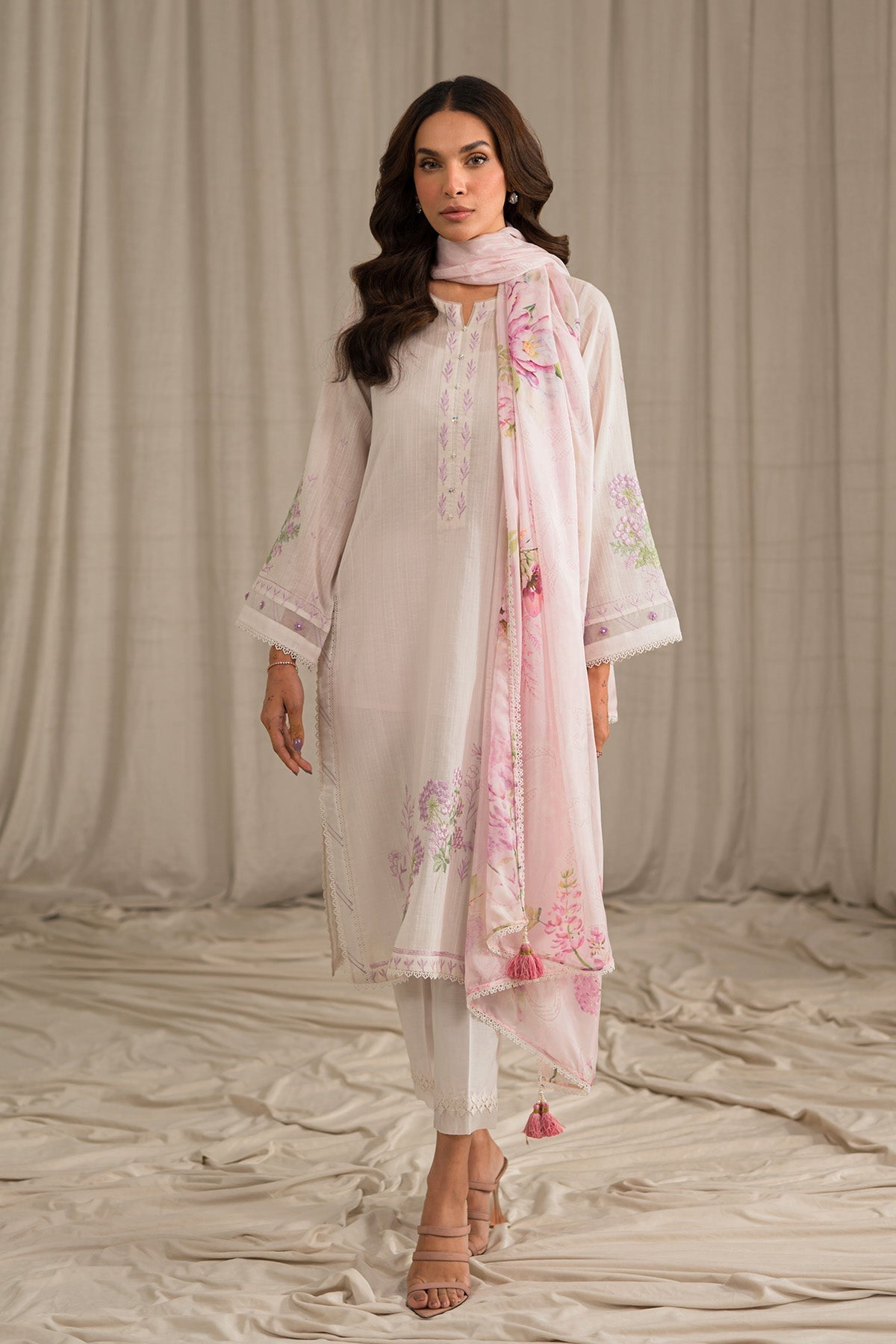 Sahar | Mirage Spring Luxury 24 | Slub Lawn 3 Piece (Embroidered) - Riwayat-e-Khas