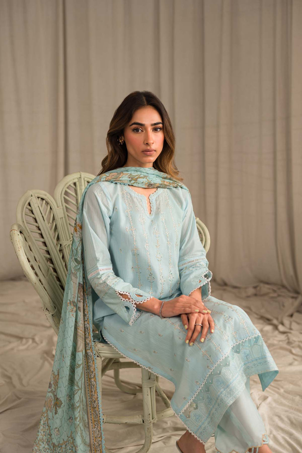 Sahar | Mirage Spring Luxury 24 | Slub Lawn 3 Piece (Embroidered) - Riwayat-e-Khas