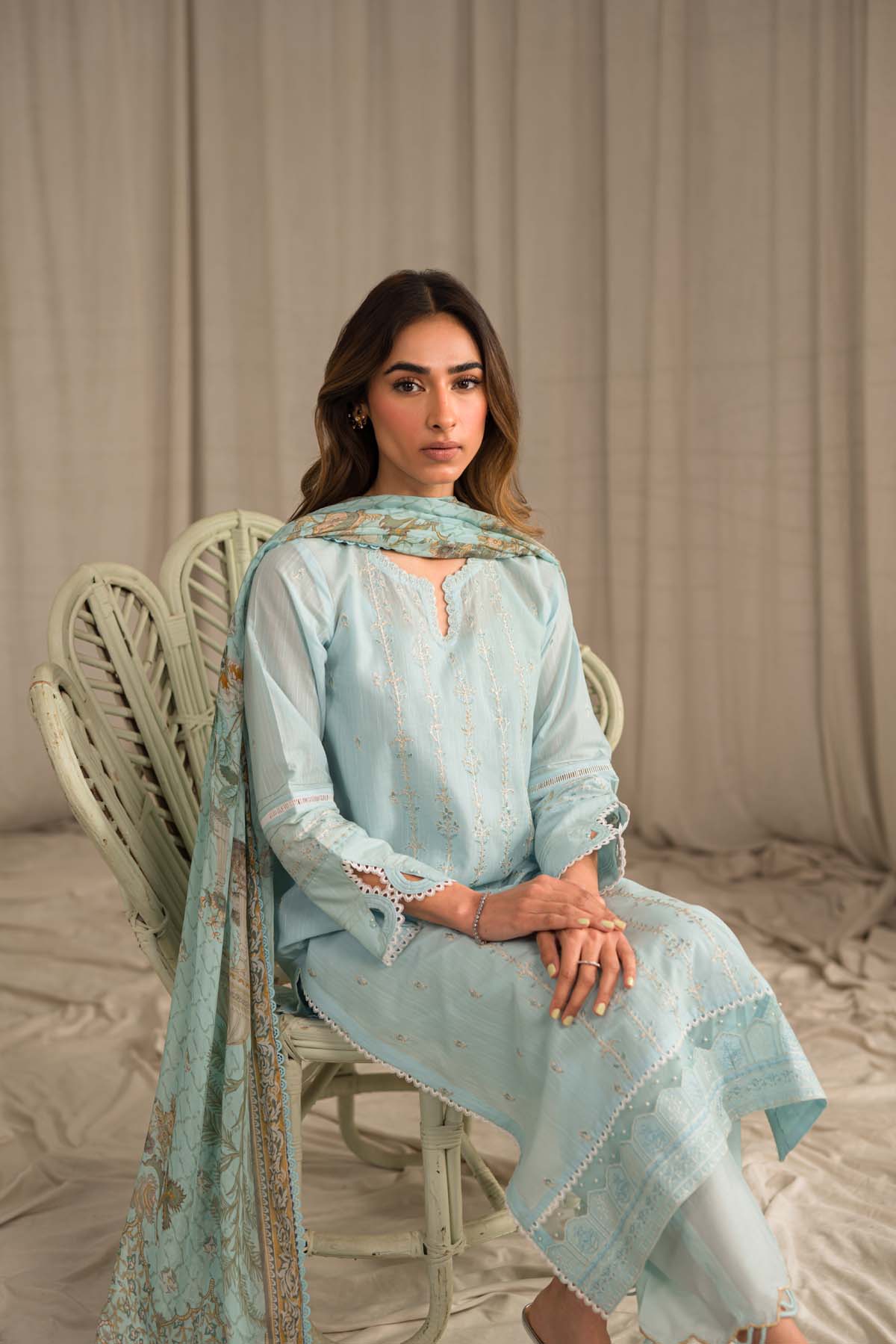 Sahar | Mirage Spring Luxury 24 | Slub Lawn 3 Piece (Embroidered) - Riwayat-e-Khas