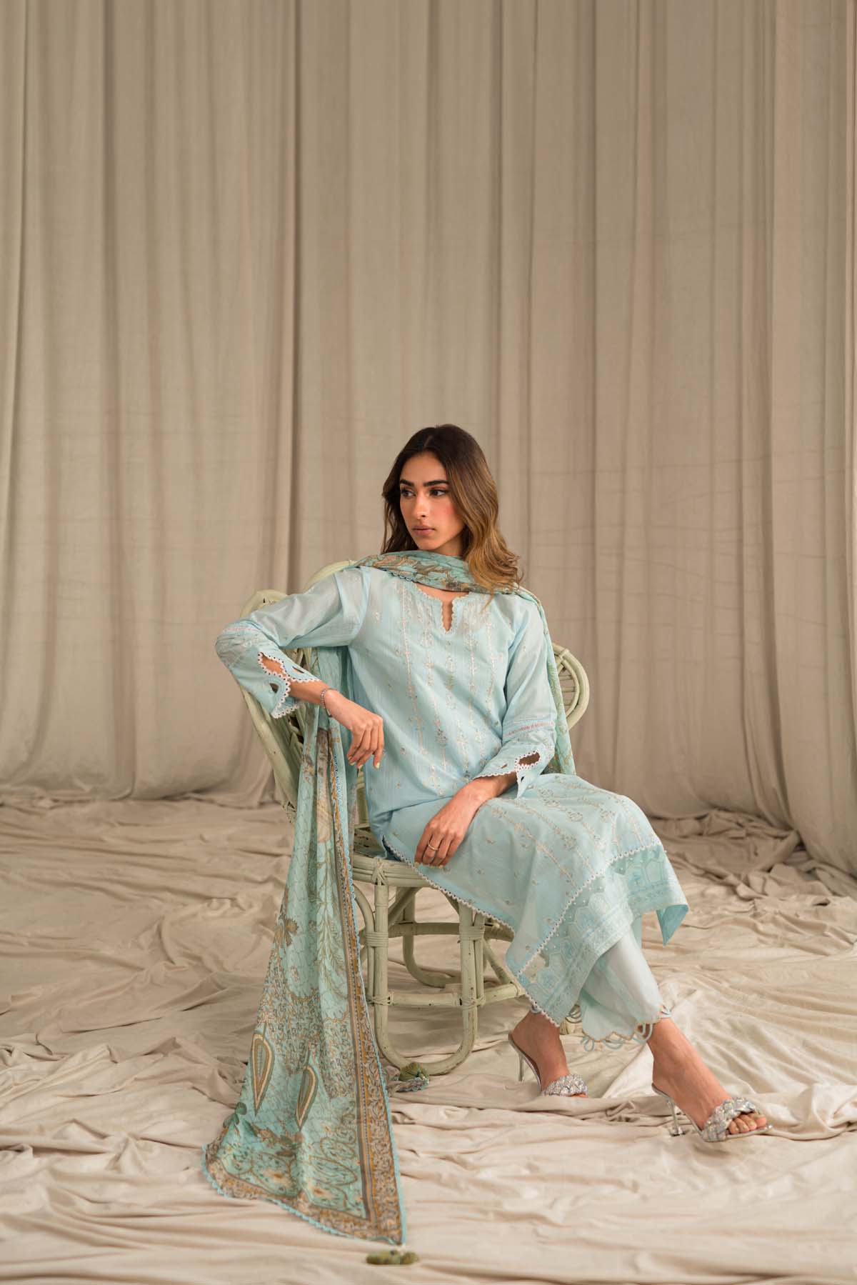 Sahar | Mirage Spring Luxury 24 | Slub Lawn 3 Piece (Embroidered) - Riwayat-e-Khas