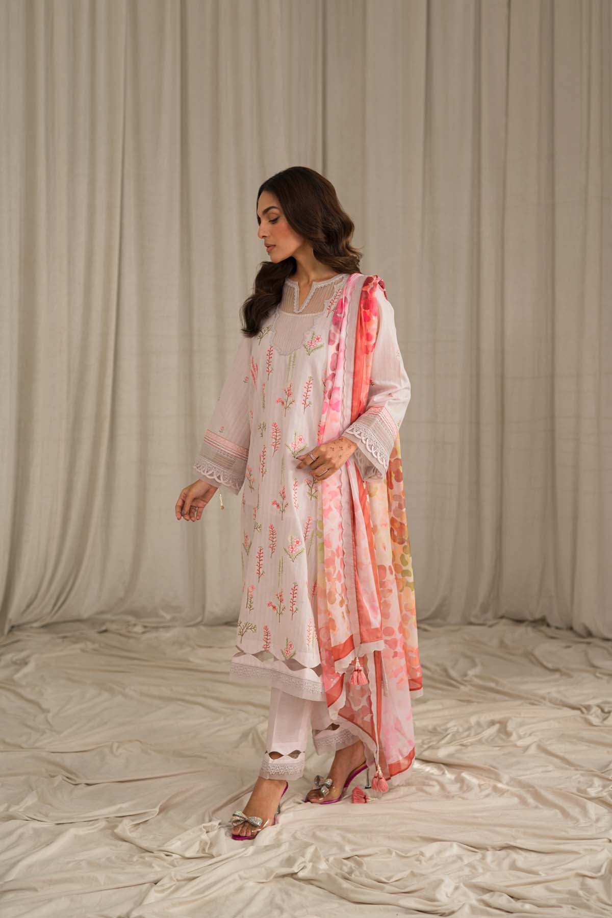 Sahar | Mirage Spring Luxury 24 | Textured Lawn 3 Piece (Embroidered) - Riwayat-e-Khas