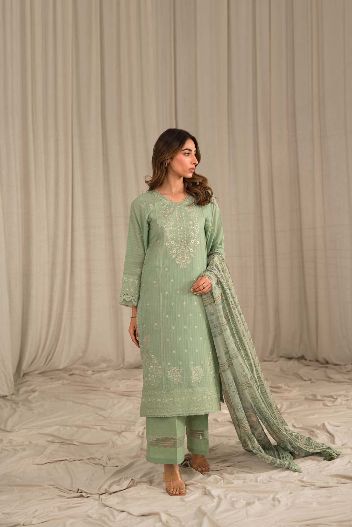 Sahar | Mirage Spring Luxury 24 | Textured Lawn 3 Piece (Embroidered) - Riwayat-e-Khas