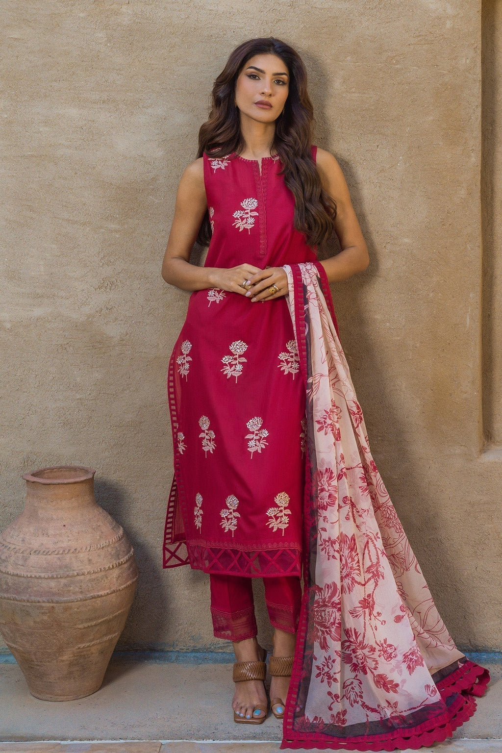 Sahar | Mirage Spring Luxury 24 | Slub Lawn 3 Piece (Embroidered) - Riwayat-e-Khas