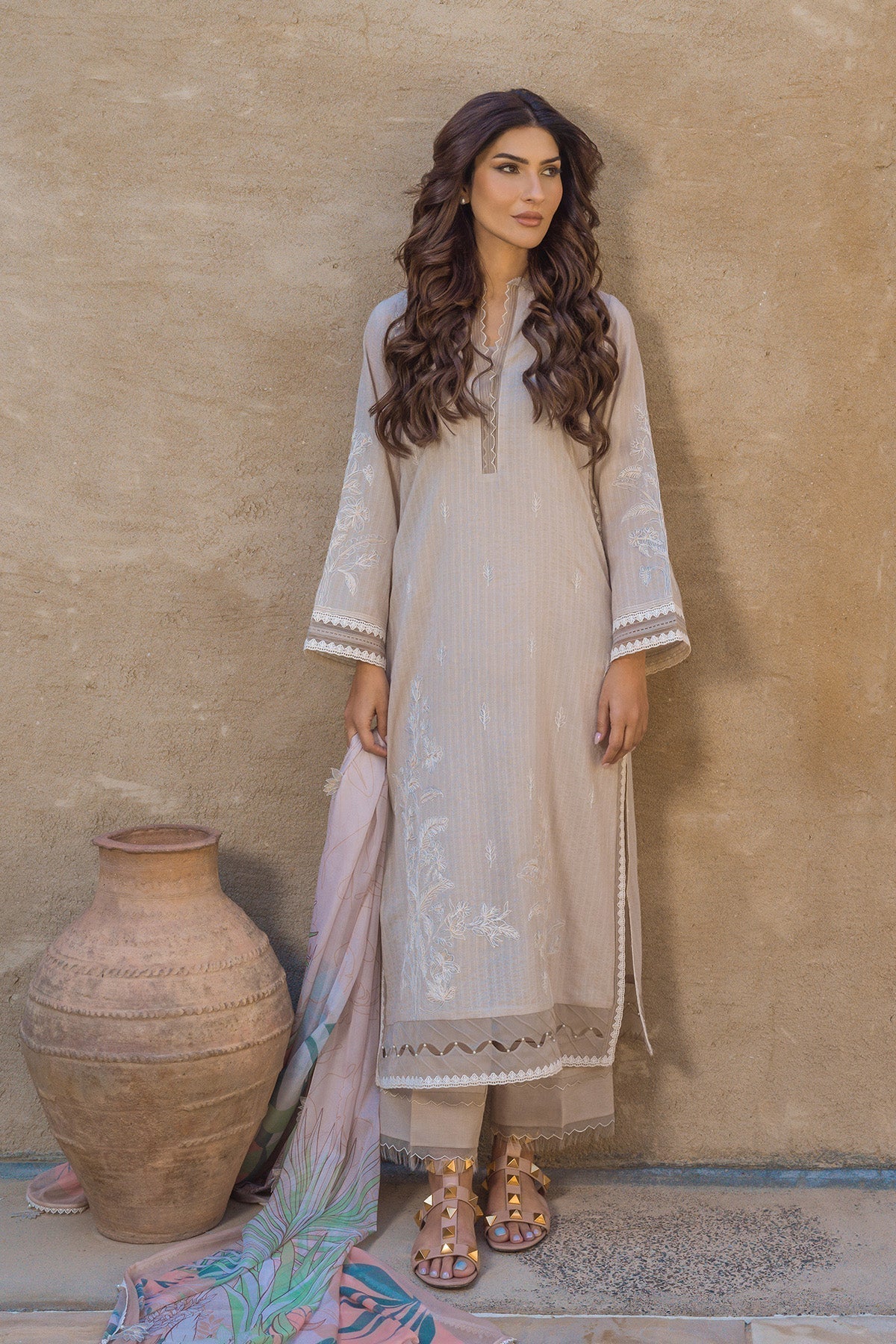 Sahar | Mirage Spring Luxury 24 | Textured Lawn 3 Piece (Embroidered) - Riwayat-e-Khas