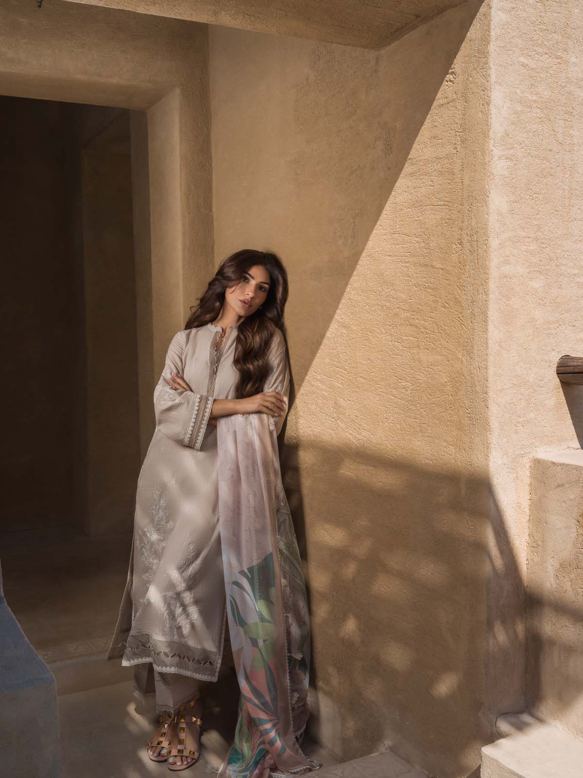 Sahar | Mirage Spring Luxury 24 | Textured Lawn 3 Piece (Embroidered) - Riwayat-e-Khas
