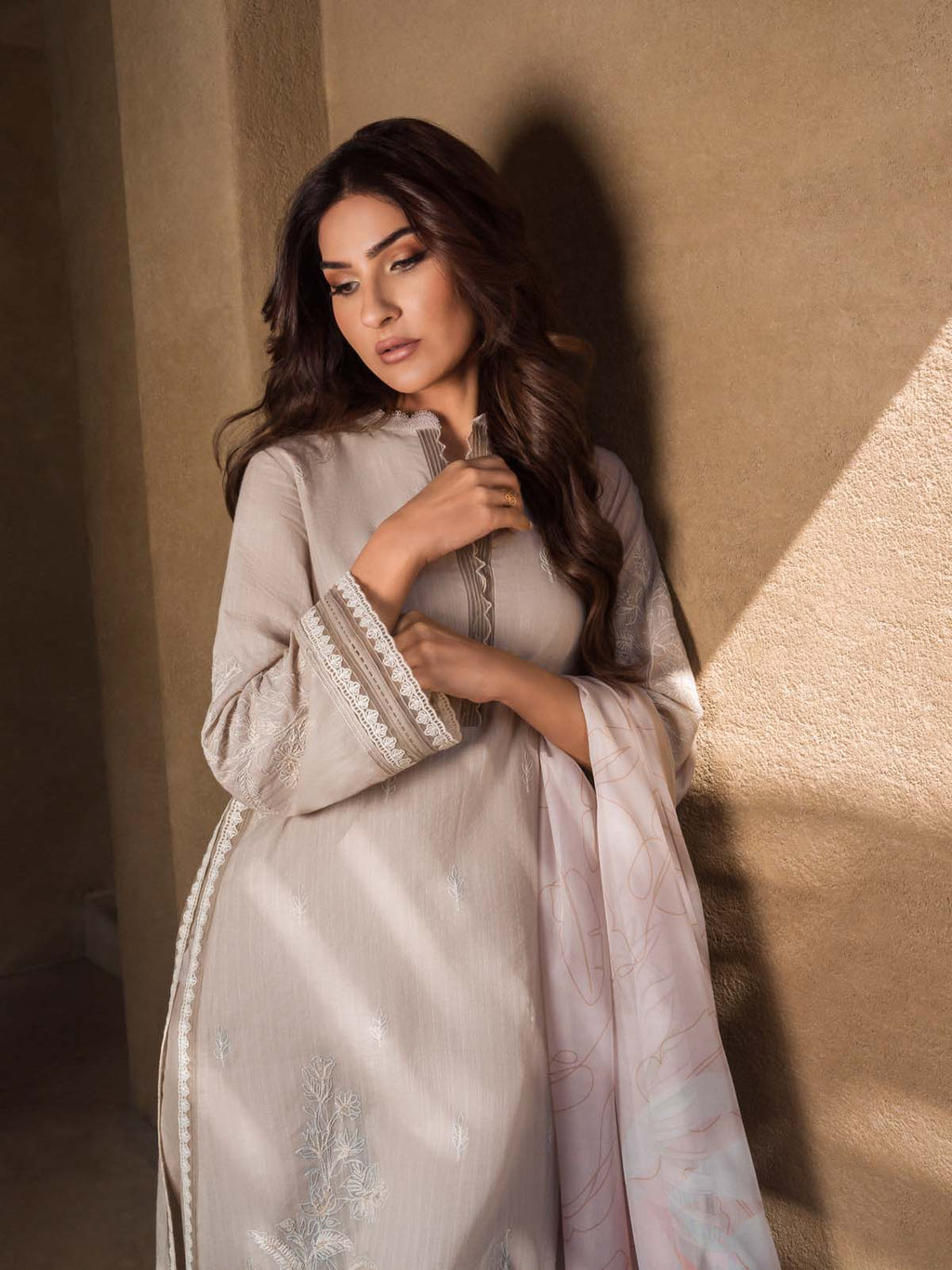 Sahar | Mirage Spring Luxury 24 | Textured Lawn 3 Piece (Embroidered) - Riwayat-e-Khas