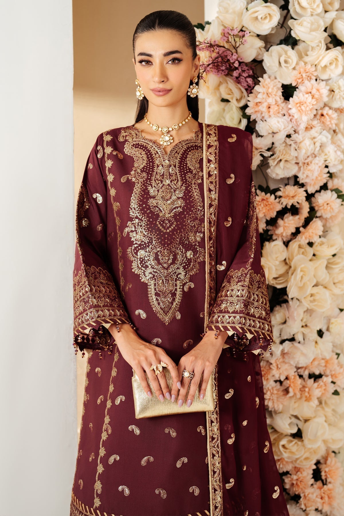 Alizeh | Luxury Raw Silk | AF-RS-01-SALSA - House Of Anaya