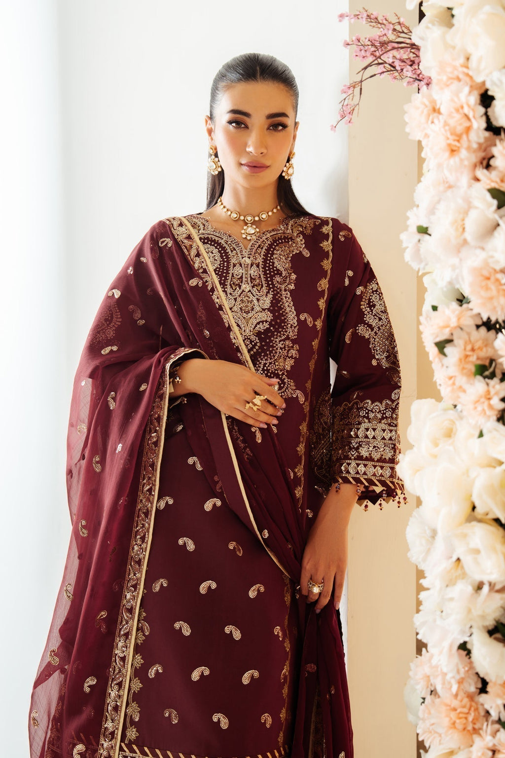 Alizeh | Luxury Raw Silk | AF-RS-01-SALSA - House Of Anaya