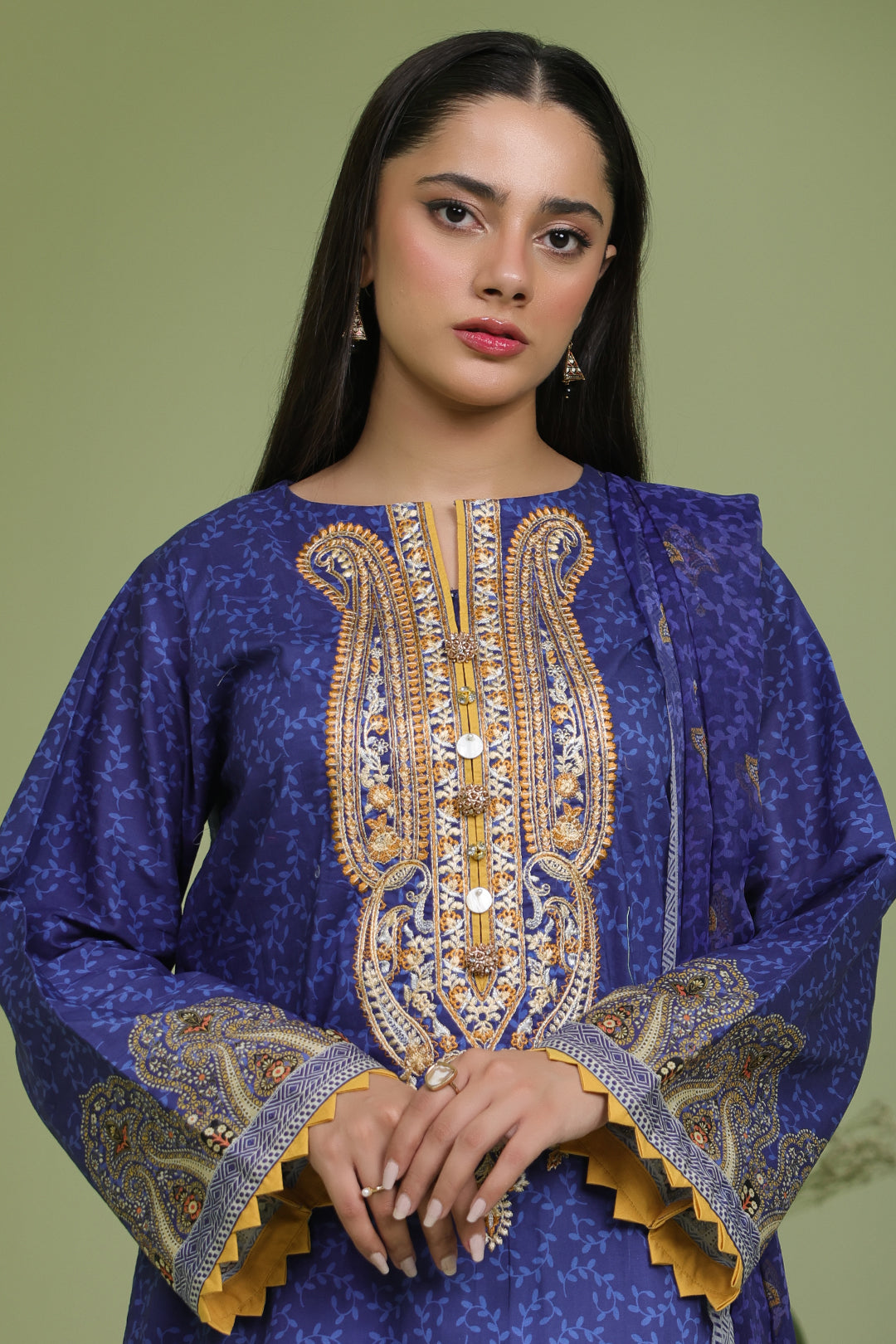 Zellbury | Unstitched 2 Piece Lawn | Embroidered Shirt Dupatta - 1688 - Libasekhas
