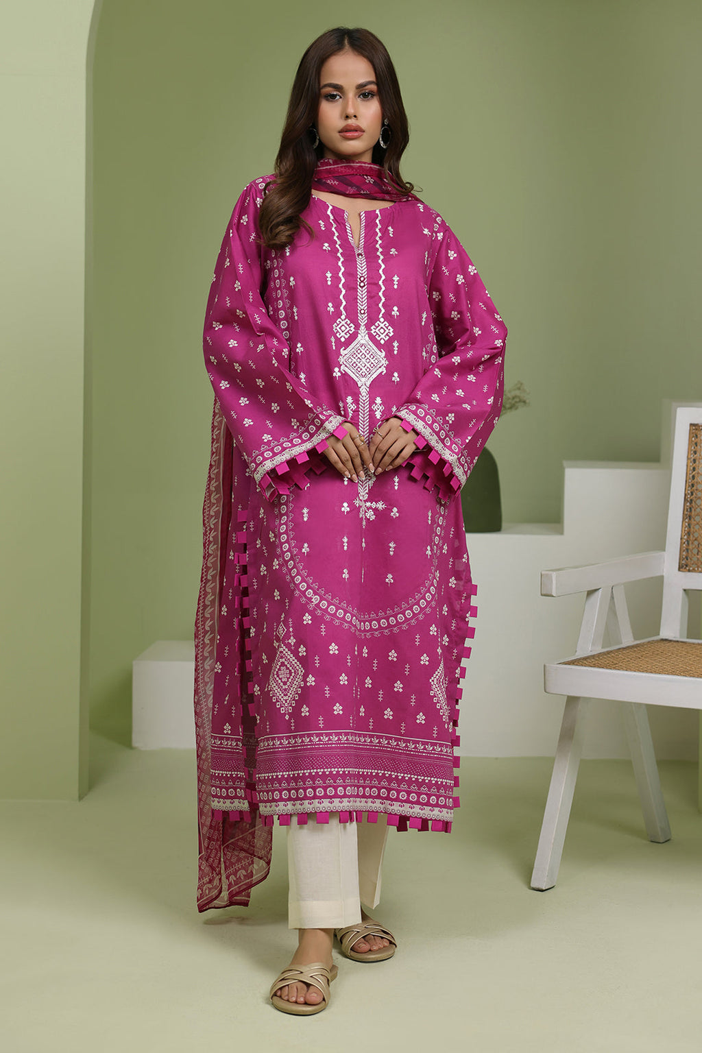 Zellbury | Unstitched 2 Piece Lawn | Embroidered Shirt Dupatta - 1717 - Libasekhas