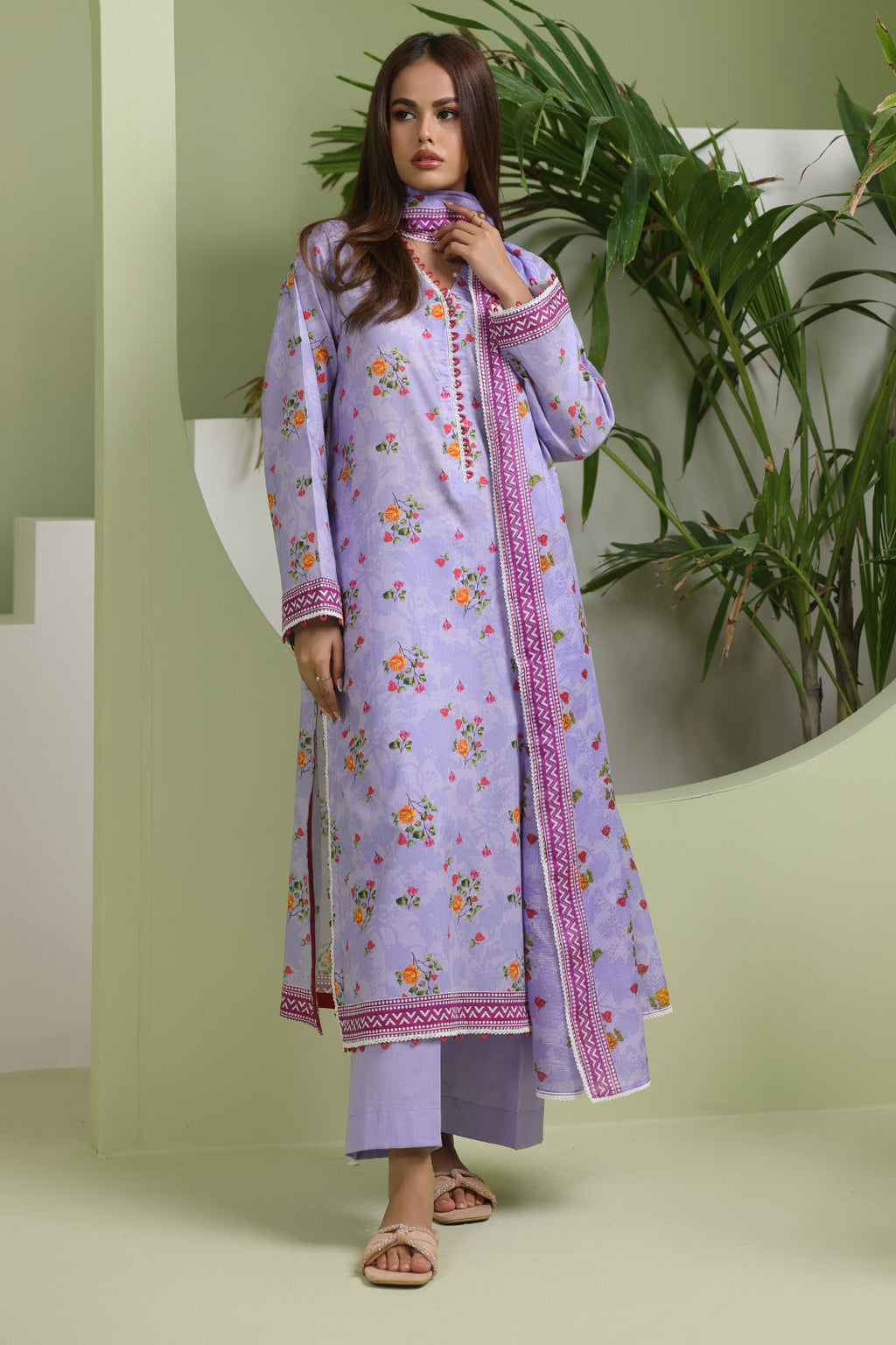 Zellbury | Unstitched 3 Piece Lawn | Shirt Shalwar Dupatta - 1420 - Libasekhas