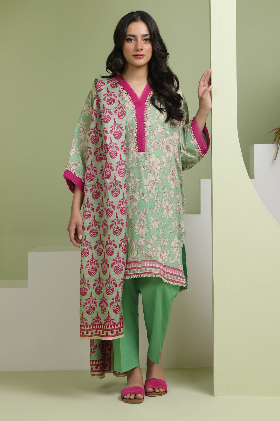 Zellbury | Unstitched 3 Piece Lawn | Shirt Shalwar Dupatta - 1502 - Libasekhas