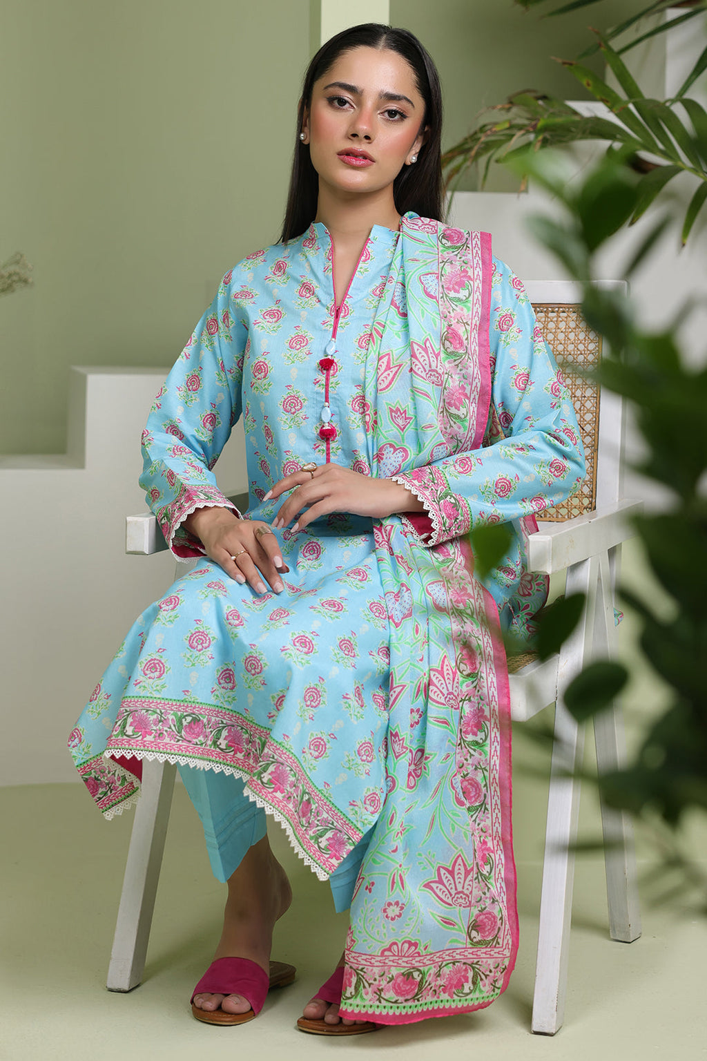 Zellbury | Unstitched 3 Piece Lawn | Shirt Shalwar Dupatta - 1571 - Libasekhas