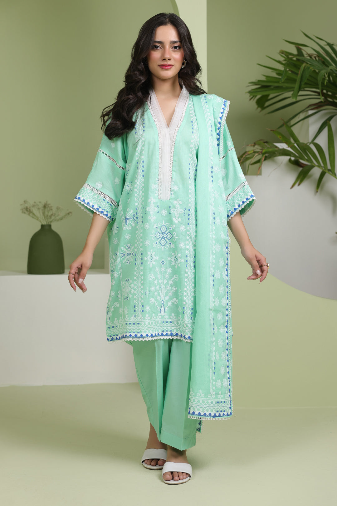 Zellbury | Unstitched 3 Piece Slub | Shirt Shalwar Dupatta - 1240 - Libasekhas
